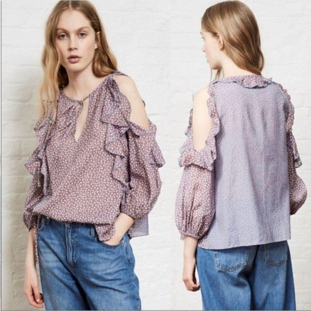 French Connection Elao Voile Cold-Shoulder Blouse